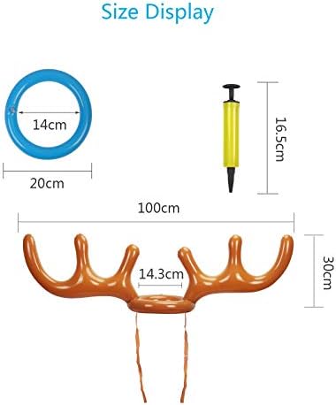 ZERHOK Inflatable Reindeer Antler Hat, Christmas Inflate Toss Toy Antler Target Game with 6pcs Throwing Rings for Kids Adults Indoor Outdoor Garden Game Gift Xmas Party Supplies