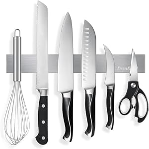 SMART&COOL Magnetic Knife Holder for Wall – 30CM (11.69 Inch) Stainless Steel Magnetic Knife Strip Rack with Extra Strong Magnet for Knives, Kitchen Utensils and Tools