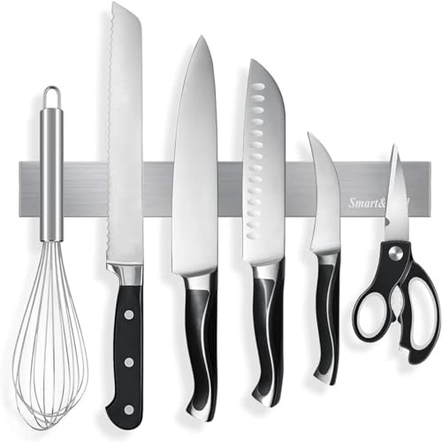 SMART&COOL Magnetleiste Messer Selbstklebend 30cm - Magnet Messerleiste aus Edelstahl mit Extra Starkem Magnet - Messerhalter Magnetisch für Messer...
