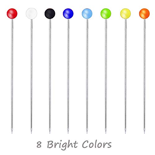 Benvo 250Pcs 1.5 Inch Sewing Pins With Glass Pearl Head Pins Straight Quilting Pins Multicolor Ball Head Pins With Hanging Plastic Contain Box For Fabric Dressmaker Jewelry Decoration #TOP2