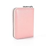 Cartera de piel auténtica con bloqueo RFID para tarjetas de crédito, funda de identificación, organizador con...