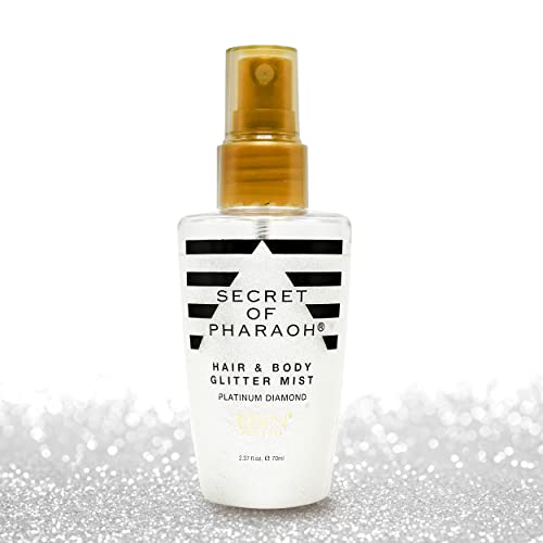 EBIN NEW YORK Secret of Pharaoh Hair & Body Glitter Mist Spray, Easy to Apply, Hydrating, Cruelty-Free, Gifts for Girls, Boys, Men - Platinum, 2.37 fl oz