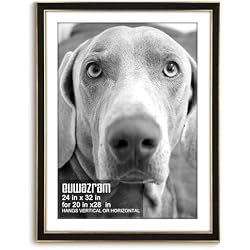 euwazram Suede 24x32 Frame - Single Frame, Christmas Elegant Black 24 x 32 Poster Frame with Mat for 20x28, 24x32 Picture Frames for Artwork, Puzzles, Photos and Movie Posters