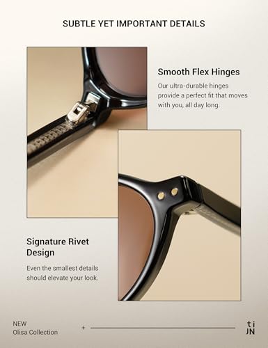 TIJN Olisa Retro Oval Sunglasses for Women Men,Polarized UV Protection Shades,Stylish Frame Sun Glasses,2025 Trendy Sunnies