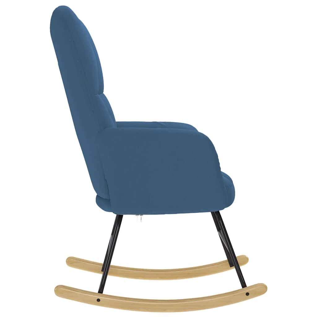 Schaukelstuhl Blau Stoff, Bequemer Relaxsessel für Wohnzimmer, Schlafzimmer, Büro, Gemütlicher Polstersessel mit Metallgestell, Maximal 110 kg Tragfähigkeit