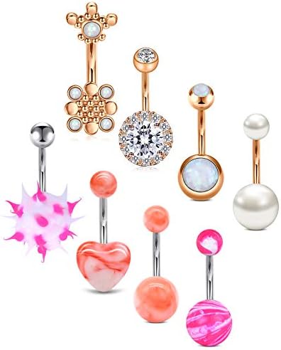 VFUN Butterfly Belly Button Bars 14G 10MM Banana Piercing Women Navel Piercing Stainless Steel Dangle Belly Button Rings Belly Piercing 3PCS