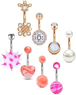 VFUN Butterfly Belly Button Bars 14G 10MM Banana Piercing Women Navel Piercing Stainless Steel Dangle Belly Button Rings Belly Piercing 3PCS