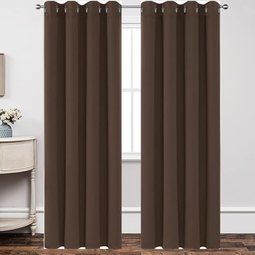 Pencil Pleat Curtains 250 x 240 cm Thermal Insulated Soundproof Eyelet Thermal Curtains & Drapes with Eyelet for Window Living Room, Taupe