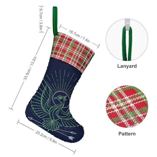 Thin Line Phoenix with Shadows Bird Graphic Label Badge Sticker Emblem BrandName Flip Sequin Christmas Stocking, DIY Reversible Sequins Xmas Stocking Non‑woven Fabric, Hanging Christmas Decoration Gif - Image 2