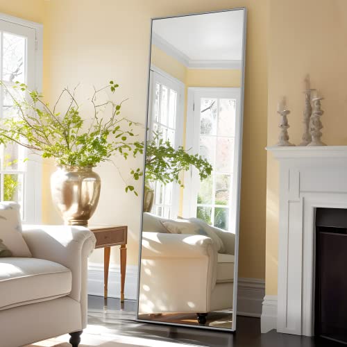 Image of NeuType 71 inchx24 inch Large Full Length Mirror Home Gym Mirror Aluminum Alloy Frame Floor Mirror Wall-Mounted Mirror for Living Room, Bedroom, Hanging or Leaning Against Wall, Sand Gray