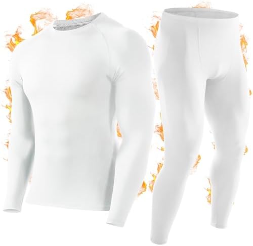 WISMBOX Thermounterwäsche Herren Skiunterwäsche Winter mit Innenfleece | Funktionsunterwäsche Herren Set, Warm Atmungsaktiv Lange Thermo Unterwäsche, Thermounterhose Männer für Ski
