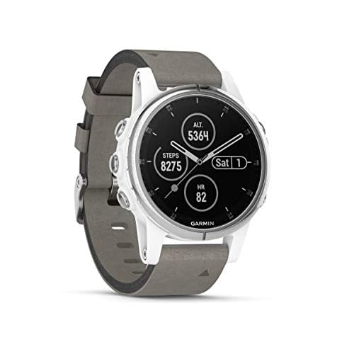 Garmin Fenix 5: un reloj GPS que no querrás quitártelo 8 Garmin fēnix 5S Plus Zafiro, Blanco con Correa de Ante Gris