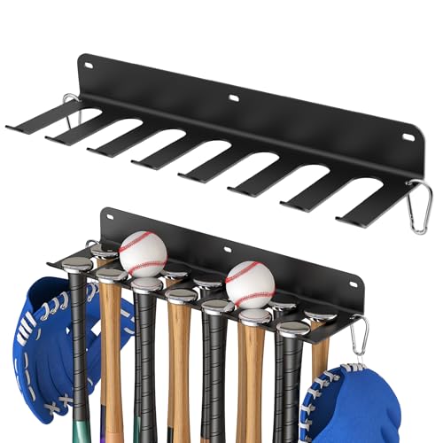QBA 2 Pack Baseball Bat Rack Wall Mount