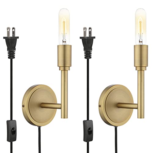 Phansthy Industrial Wall Sconce Set Of Two Simplicity Plug In Wall Lamps,Antique Bronze #TOP20