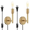 Phansthy minimalist industrial wall sconces set of 2 simplicity plug in wall lamps with switch for living room bedroom bedside 2 pack antique  urban country home decor