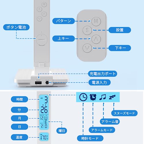 KAWEINA デスクライト led 電気スタンド 卓上ライト スマホ充電対応 無段階調光 ナイトライト付き LEDライト 目に優しい タッチパネル テーブルライト USBコンセント付き 学習灯 子供 読書 TX223C-WHITE-02 [4]