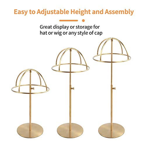 Gt Display Hat Display Stand, Oversized 7.09 Inch Cap Holder, Stable Base, Adjustable Height, Pack Of 2, Durable Stainless Steel Material, Gold #TOP5