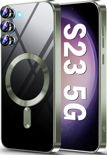 Gotivi Funda para Samsung S23 compatible con MagSafe funda magnética para Samsung Galaxy S23 5G, compatible con cargador inalámbrico, transparente, suave y delgada, TPU a prueba de golpes, funda
