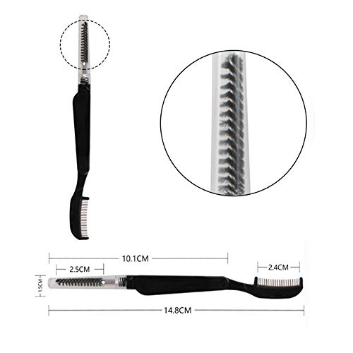 4 Pcs Folding Eyelash Comb Dou Eyebrow Brush With Spoolie Mascara Separator Metal Teeth Grooming Brushes For Define Lash And Brow #TOP1
