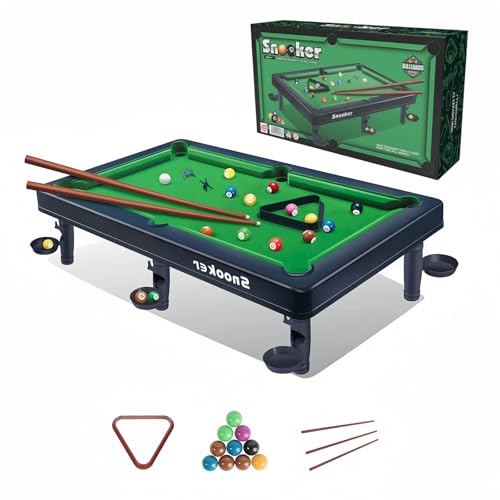 Mini Pool Table Toy – Portable Billiards Game Table for Kids & Adults, Desktop Billiard with Balls & Sticks, Family Game Night Gift for Boys Girls (Black & Green) by SeJean - Used condition - US$20.89