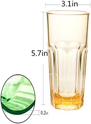 Vuisut Coloured Plastic Glasses Set of 4 Cups Plastic Tumblers for Adults Unbreakable Stackable Glasses for Picnics Children Parties (14.5OZ Color)