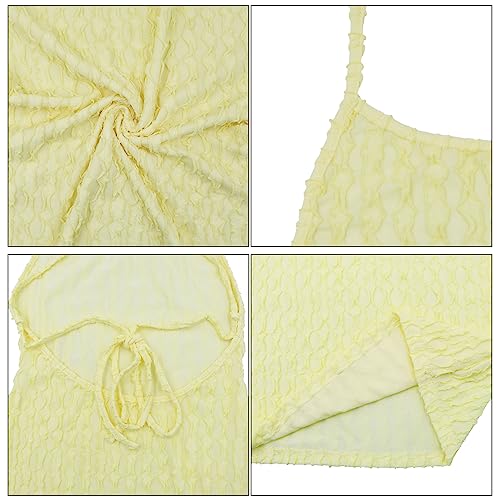 Image of RARITYUS Women's Lace Up Bodycon Maxi Dress Sexy Low Cut Backless Sleeveless Textured Long Party Club Dresses