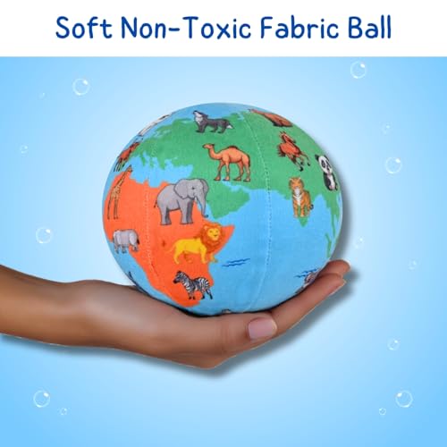 Image of Seraphina Soft Plush Ball for Babies - Toy Baby Ball with Rattle Sound, World Map & Animal Sensory Educational Toy for Infants & Toddlers, Learning Globe Ball for Early Development, Newborn Baby Gift