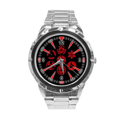 All Sharingan Eyes Naruto Custom Stainless Steel Band Analog Adult's Wrist Watches Unisex As a Nice Gift