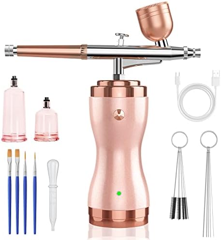 Upgraded Airbrush Kit with Compressor - Non-Clogging 32PSI Air Brush Gun, Rechargeable Handheld Cordless Airbrush for Doodling, Nail Art, and Tattoos - Mini Airbrush with 0.3mm Nozzle Size