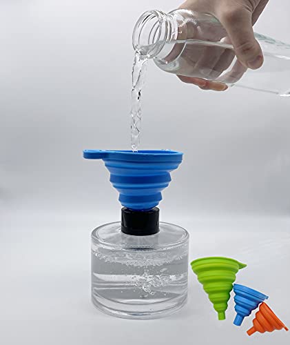 Silicone Collapsible Funnel Set Of 3,Small And Large,Kitchen Gadgets Foldable Funnel Portable Kitchen Oil Funnel For Bottle For Kitchen Spices Powder (3Pcs Orange Blue Green) #TOP13
