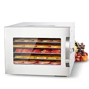 Envop Food Dehydrator 6 Trays 500W Stainless Steel Beef Jerky Machine with 30-90? Temp Control 24H Timer Electric Fruit Dryer for Herbs Pet Food Vegetables