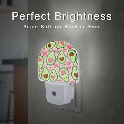 Image of Cute Pink Avocado Night Light for Kids, Heart Shaped Avocado Night Light Plug in with Dusk to Dawn Sensor, 0.5w Energy Saving Sleep Friendly Nightlight for Hallway Stairway Kitchen Bedroom