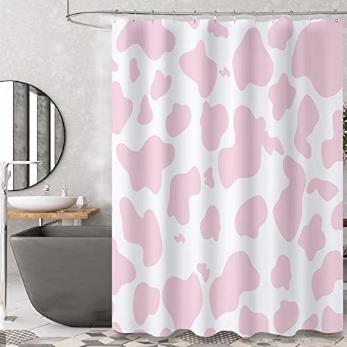 ZTTXL Cow Print Shower Curtain (72" x 72"), Pink Cow Print Shower Curtain, Polyester Fabric Print Shower Curtain Set with Hook Bathroom (L35) by ZTTXL - Used condition - US$13.89