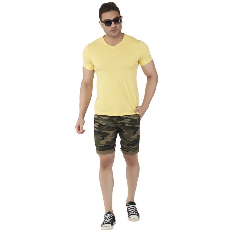 Image of BEEVEE Mens Camouflage Printed Fixed Waist 3 /4th with Belt.
