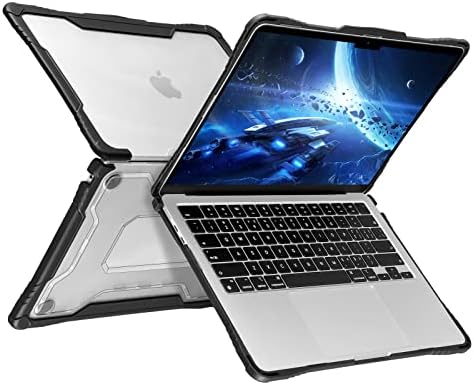 Blueswan Etui kompatybilne z MacBook Air 2022 13,6" M2 A2681, wszechstronna ochrona, wytrzymała, odporna na wstrząsy twarda obudowa, materiały edukacyjne dla studentów, czarne