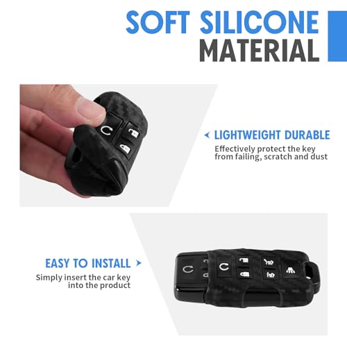 WORCAS 2 Pcs Key Fob Case Cover Carbon Fiber Pattern Silicone Cover Compatible with Chevrolet Colorado Silverado Suburban Tahoe Compatible with GMC Canyon Sierra Yukon 6 Button Keyless Entry Remote by WORCAS - Used condition - Image 4