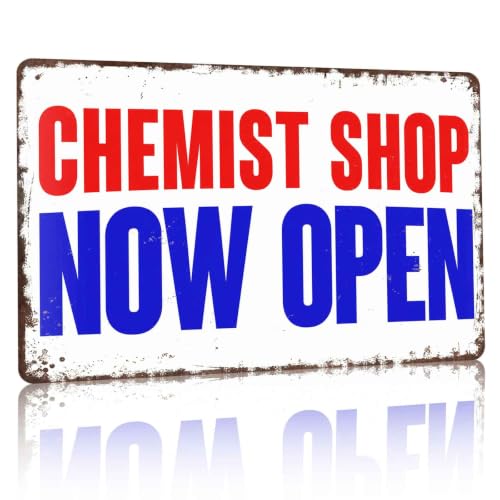 Chemist Shop Now Open Metal Sign 8 x 12 Inch