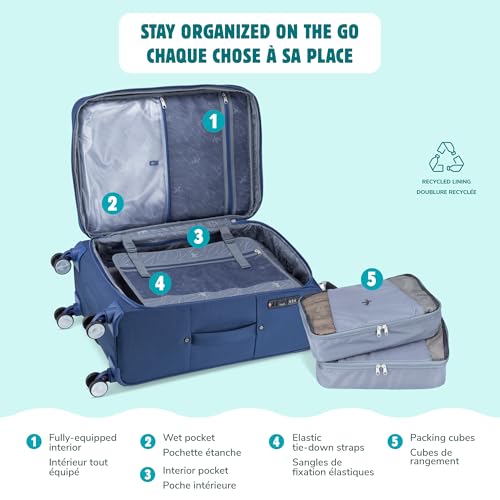 Atlantic Sailbound Softside Large Luggage – Durable Polyester Construction with 8 Spinner Wheels and Retractable Handle, Integrated TSA Lock, Expandable 1.5", Includes 2 Packing Cubes – True Navy by Atlantic - Image 5