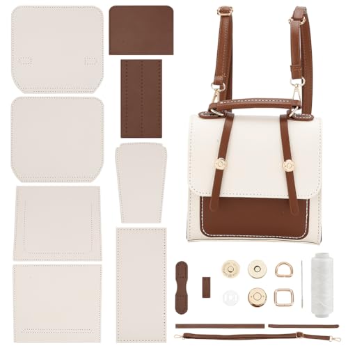 Kit WADORN de Fabrication Sac à Bandoulière en Cuir PU - Matériel de Couture et Accessoires Fait à la Main, Blanc