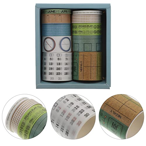 Wakauto 10 Rolls Calendário Washi Tape Tape Japonesa Mascaramento Fitas Decorativas Data Dia Mesinha