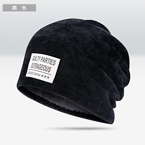 Bonnet tricoté en coton pour femme avec doublure velours chaude