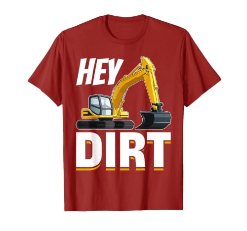 Excavator Construction - Hey Dirt! T-Shirt, Men, Cranberry Red, Large