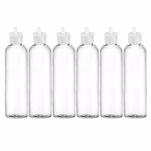 MoYo Natural Labs Turret Spout 8 oz Empty Liquid Bottle with Adjustable Dispenser (Pack of 6, Clear)