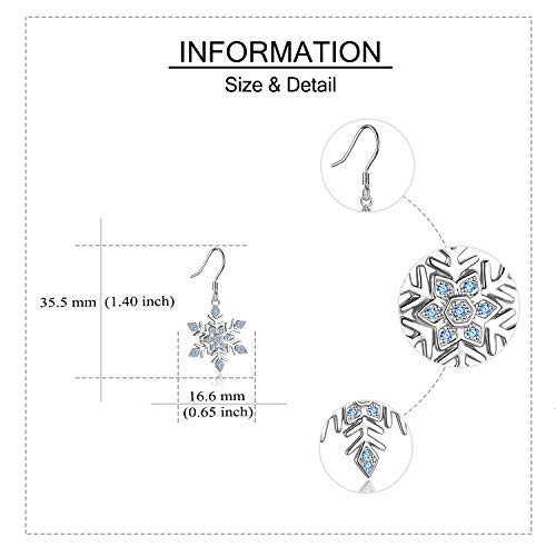 Onefinity Snowflake Earrings Sterling Silver Snowflake Dangle Drop Earrings For Women Girls Christmas Jewelry Gifts #TOP3