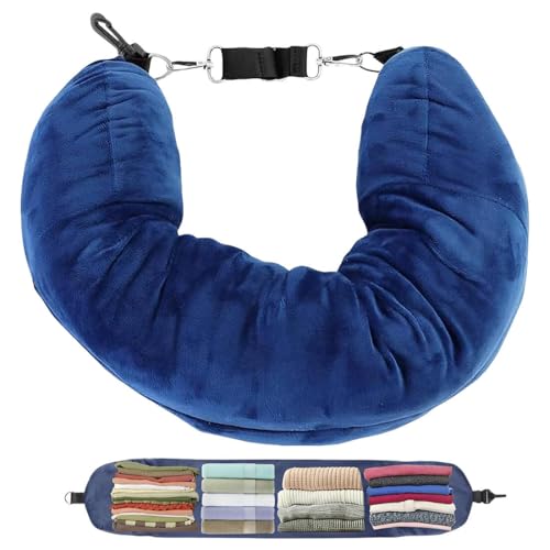 NHPY 1 Pièce Coussin Voyage Cervicale,Oreiller de Voyage Multifonctionnel en Forme de U,Oreiller Cervical à Remplir,Convient pour Les Voyages en Voiture (Bleu,sans Remplissag)