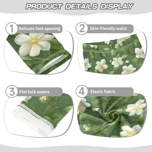 Boccsty Watercolor Spring White Flowers Girls Leggings Kids Yoga Pants Dance Active Tights 4T3