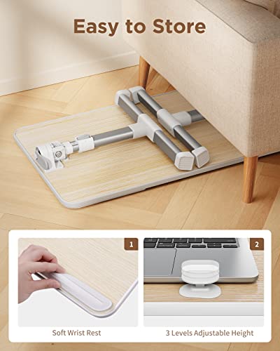 Image of SAIJI [Large Size] Laptop Bed Tray Table, Adjustable Laptop Stand, Portable Lap Desks with Foldable Legs, Notebook Standing Breakfast Reading Desk for Sofa Couch Floor (Teak) | for Sofa Couch Floor Working Studying Reading Writing Eating,Fit Up to 17 inch Laptop(Large,Teak)