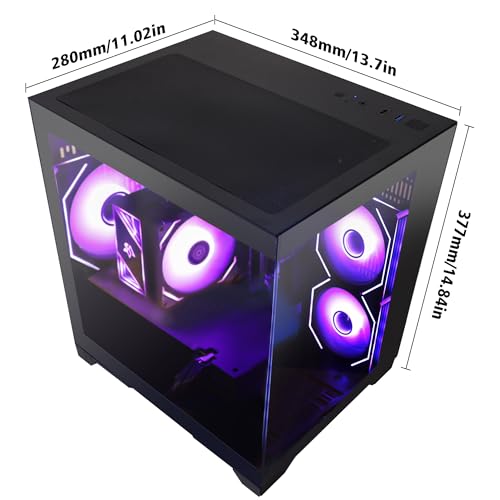 Image of Gaming PC Desktop, AMD Ryzen 5 5600 6-Core 12 Threads, RX 6600M 8GB, 16GB RAM, 1TB SSD, Software-Controlled ARGB Lighting, Windows 11, 1080P Gaming Computer, Black