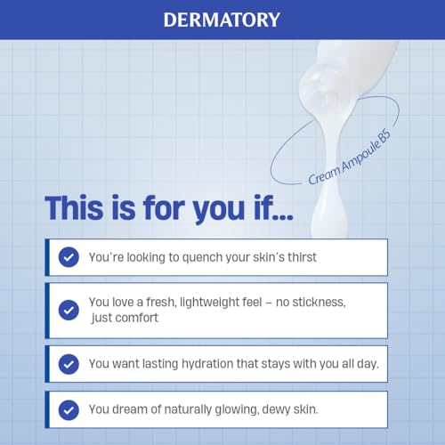 DERMATORY Hyal Shot Barrier Cream Ampoule B5, Hyaluronic Acid Serum for Face, Hydrating & Plumping & Firming Milky Moisturizer, Gentle Formula for Sensitive, Korean Skincare, 1.69 fl. oz
