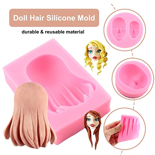 Zixiang Doll Hair Silicone Molds Human Face Fondant Mold For Cake Decoration Candy Chocolate Polymer Clay Gum Paste Set Of 4 #TOP3